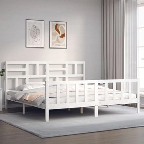Cama sem colchão 200x200 cm madeira de pinho maciça branco