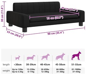 Cama para cães 90x53x30 cm couro artificial preto