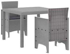 Conjunto de Jantar de Jardim 3 pcs Cinzento-claro Compacto