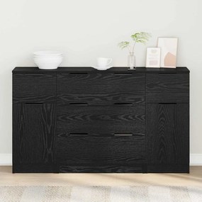 vidaXL Buffet 3 pcs Carvalho preto 121 x 30 x 70 cm Madeira processada