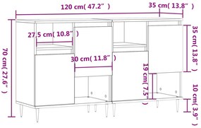Aparadores 2 pcs derivados de madeira cinzento sonoma