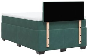 Cama boxspring com colchão 120x190 cm veludo verde-escuro