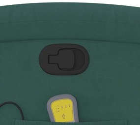 Poltrona de massagens reclinável veludo verde-escuro