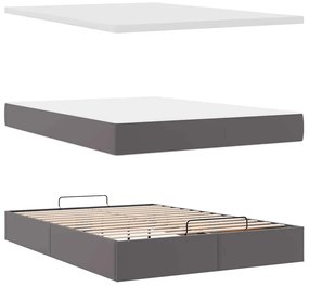 Estrutura de cama otomana com colchão 140x190 cm cinzenta