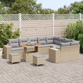 Conjunto de Sofás para o Jardim vidaXL de 12 Peças com Almofadas Beje