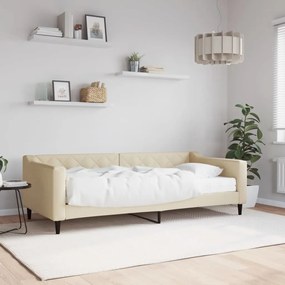 Sofá-cama com colchão 90x200 cm tecido cor creme