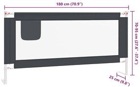 Barra segurança p/ cama infantil tecido 180x25 cm cinza-escuro