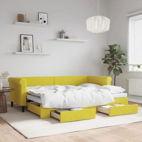 Sofá-cama com gavetão e gavetas 80x200 cm veludo amarelo