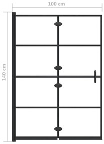 Divisória de chuveiro dobrável ESG 100x140 cm preto