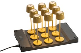 LED Conjunto de 9 Candeeiros de Mesa Recarregáveis Cogumelo Dourado c/ Estação de Carregamento - Raika Moderno