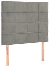 Cama box spring c/ colchão/LED 120x200 cm veludo cinzento-claro