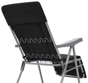 Cadeiras de jardim dobráveis com almofadões 2 pcs preto