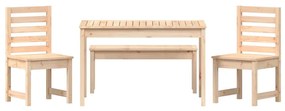 4 pcs conjunto de jantar p/ jardim madeira de pinho maciça