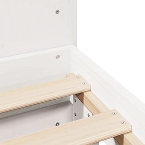 Cama sem colchão 120x190 cm madeira de pinho maciça branco
