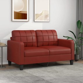 vidaXL Sofá de 2 lugares 140 cm couro artificial vermelho tinto