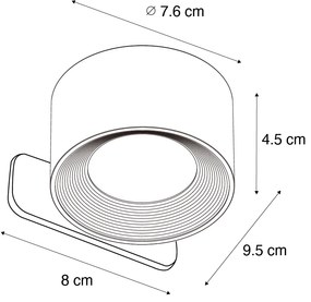 Conjunto de 4 luminárias de parede e teto modernas pretas com LED recarregável - Bright Moderno