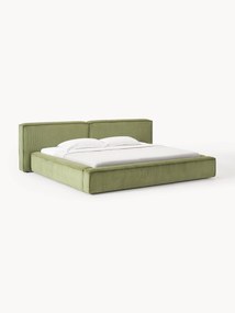 Cama estofada em bombazina com arrumação Lennon