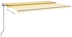 Toldo autom. LED e sensor de vento 500x300 cm amarelo/branco