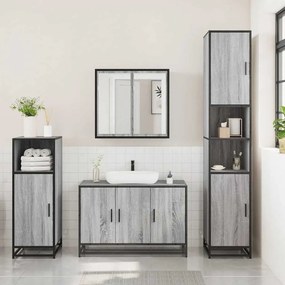 3 pcs Conjunto móveis casa de banho madeira proc. cinza sonoma