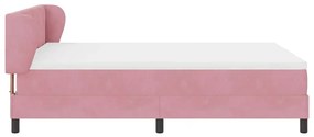 Cama Box Spring vidaXL com Colchão Rosa 160x200 cm Veludo