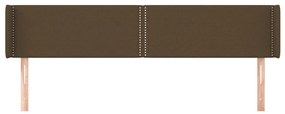 Cabeceira de cama c/ abas tecido 163x16x78/88cm castanho-escuro