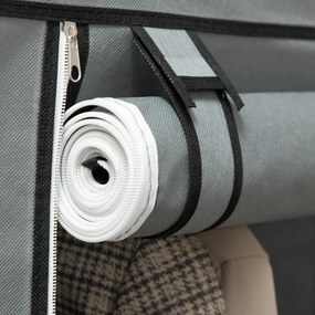 HOMCOM Roupeiro de Tecido Dobrável Armário Portátil com 8 Prateleiras de Armazenamento e 2 Barras de Pendurar Organizador de Roupa para Dormitório Vestidor 125x43x162,5cm Cinza Claro