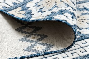 Carpet Structural BOTANIC 65252 Boho, tecido plano na varanda, terraço - azul escuro