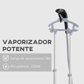 Ferro de Engomar a Vapor 1800W Temperatura Ajustável 11 Níveis Depósito de 2 L Aquecimento em 38s 35x25x47-118,5 cm Preto
