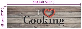 Tapete de cozinha lavável 45x150 cm veludo padrão cooking cinza