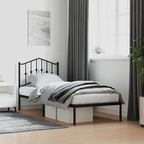 Estrutura de cama com cabeceira 90x190 cm metal preto