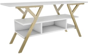 Móvel TV Minerva – Dourado e Branco – 120x35x55 cm