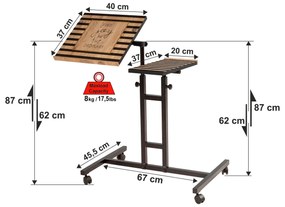 Secretária Ajustável para Portátil Glen – Atlantic Pine/Black – 67x87x