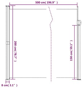 Toldo lateral retrátil 200x500 cm antracite