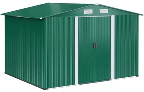 Outsunny Abrigo de Jardim 258x206x178cm 5,3m² Portas de Correr e Ventilação Verde Armário de Jardim Aço Galvanizado com Ventilação | Aosom Portugal