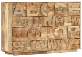 vidaXL Armário c/ alfabeto e 6 gavetas 120x35x79 cm mangueira maciça