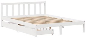 Cama sem colchão 160x200 cm madeira de pinho maciça branco