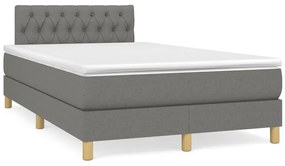Cama box spring c/ colchão e LED 120x190 cm tecido cinza-escuro