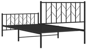 Estrutura de cama com cabeceira e pés 107x203 cm metal preto