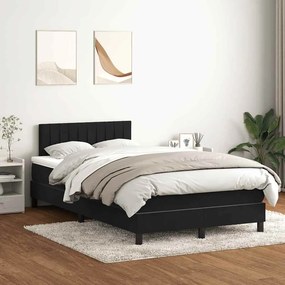 vidaXL Cama box spring c/ colchão e LED 120x220 cm veludo preto