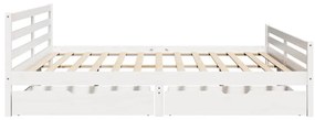 Cama sem colchão 200x200 cm madeira de pinho maciça branco