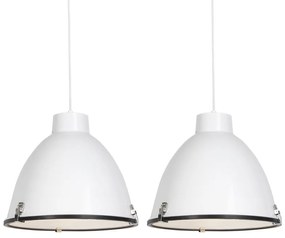 Conjunto de 2 lâmpadas pendentes industriais brancas 38 cm reguláveis - Anteros Industrial,Moderno