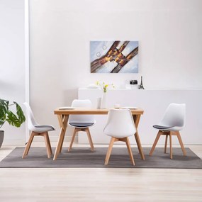 vidaXL Cadeiras de jantar 4 pcs couro artificial branco e preto