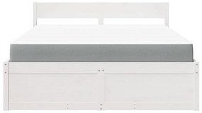 Cama com gavetas e colchão 140x200 cm pinho maciço branco