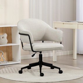 Cadeira de escritório ergonómica, cadeira de escritório com altura ajustável, giratória a 360°, 63 x 65 x 83-92 cm, creme