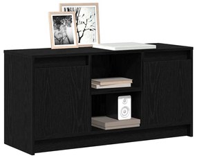 Armário para TV com Luzes de LED em Carvalho Preto, 100x34x50 cm, feit