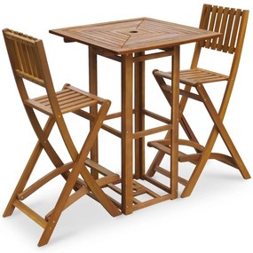 vidaXL 3 pcs conjunto bistrô em madeira de acácia maciça