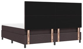 Cama Box com Colchão e LED - Castanho Escuro, 200 x 200 cm Tecido