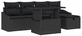 Conjunto de Sofá para Jardim com 6 Peças e Almofadas - Rattan Poliéste