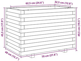 Vaso/floreira de jardim 70x40x49,5 cm madeira pinho impregnada
