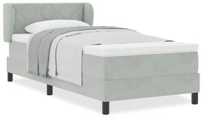 Cama Box Spring vidaXL com Colchão Cinza Claro 90x190 cm Veludo